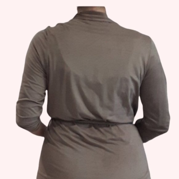 Suedette Long Tie Waist Cardigan Versatile Robe - Picture 6 of 8